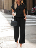 Short Sleeve Top Pants Two Piece Set_CWSTB01268