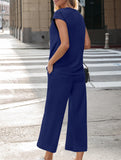 Short Sleeve Top Pants Two Piece Set_CWSTB01268