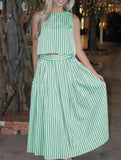 Stripe Tank A Line Skirt Set_CWSTB01269
