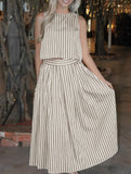 Stripe Tank A Line Skirt Set_CWSTB01269