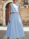 Stripe Tank A Line Skirt Set_CWSTB01269