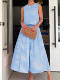 Stripe Tank A Line Skirt Set_CWSTB01269