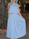 Stripe Tank A Line Skirt Set_CWSTB01269