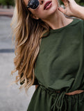 Casual Comfort Drawstring Set – Soft Stretch 2-Piece Outfit