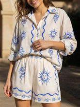 Fashionable Printed Linen Casual Versatile Shirts and Shorts