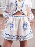Fashionable Printed Linen Casual Versatile Shirts and Shorts