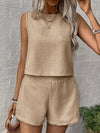 Solid color tank shorts fashion two-piece set