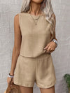 Solid color tank shorts fashion two-piece set