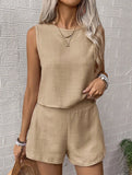 Solid color tank shorts fashion two-piece set