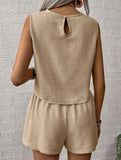 Solid color tank shorts fashion two-piece set