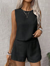 Solid color tank shorts fashion two-piece set