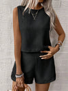 Solid color tank shorts fashion two-piece set