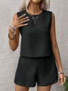 Solid color tank shorts fashion two-piece set