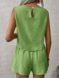 Solid color tank shorts fashion two-piece set