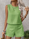 Solid color tank shorts fashion two-piece set