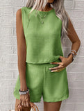 Solid color tank shorts fashion two-piece set