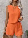 Solid color tank shorts fashion two-piece set