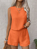 Solid color tank shorts fashion two-piece set