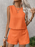 Solid color tank shorts fashion two-piece set