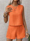 Solid color tank shorts fashion two-piece set