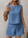Solid color tank shorts fashion two-piece set