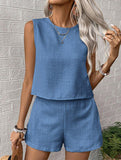 Solid color tank shorts fashion two-piece set