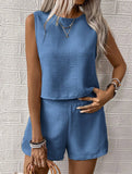 Solid color tank shorts fashion two-piece set