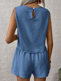 Solid color tank shorts fashion two-piece set