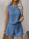Solid color tank shorts fashion two-piece set