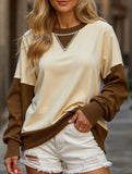 Personalized color-blocked round-neck hoodie