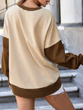 Personalized color-blocked round-neck hoodie