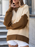 Personalized color-blocked round-neck hoodie