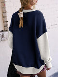 Personalized color-blocked round-neck hoodie