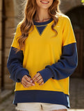 Personalized color-blocked round-neck hoodie
