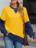 Personalized color-blocked round-neck hoodie