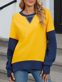 Personalized color-blocked round-neck hoodie