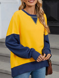 Personalized color-blocked round-neck hoodie