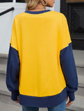Personalized color-blocked round-neck hoodie