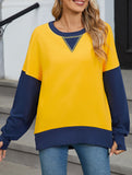 Personalized color-blocked round-neck hoodie