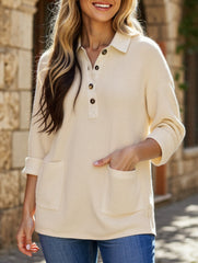 Oversize waffle-weave sweatshirt for women
