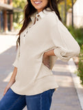 Oversize waffle-weave sweatshirt for women