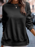Split loose sleeve sweatshirt to cover fat