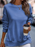 Split loose sleeve sweatshirt to cover fat
