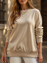 Split loose sleeve sweatshirt to cover fat
