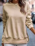 Split loose sleeve sweatshirt to cover fat