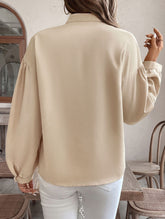 Patterned long-sleeved mandarin-collar shirt