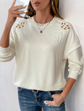 Long-sleeved texture embroidered patchwork top