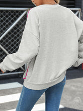 Round-neck color-blocked loose hoodie
