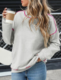 Round-neck color-blocked loose hoodie