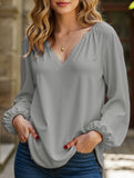 Casual V-neck long-sleeved shirt